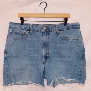 Levi's 550 Medium Wash Denim High Waisted Cut Off Jean Shorts